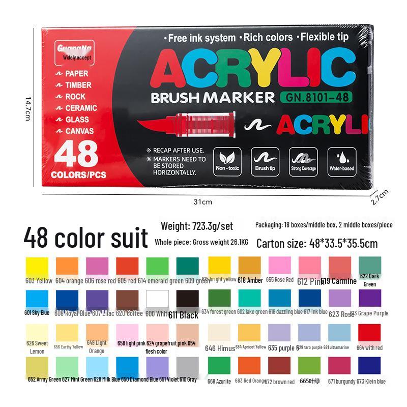 Guangna 8101 Liquid Acrylic Marker Pen, 120/240 Colors, Soft Tip for Student Art & DIY Graffiti