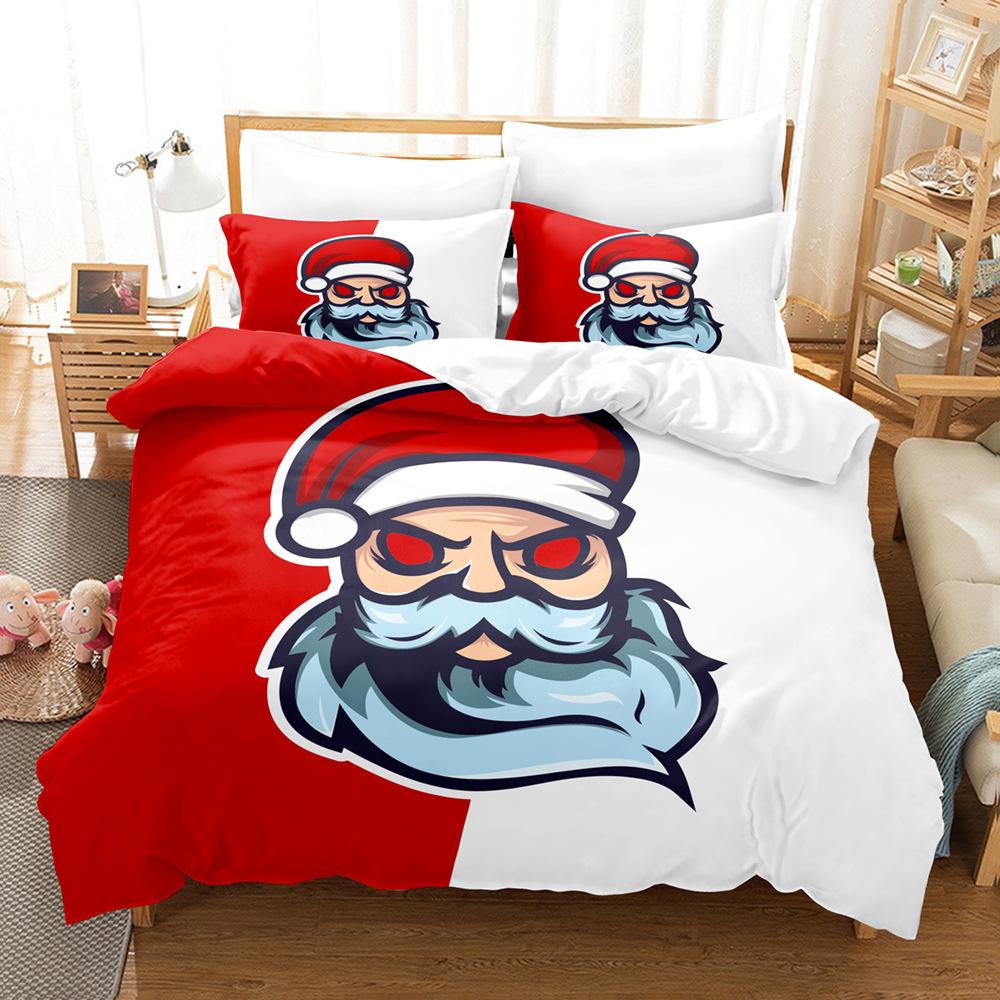3D Digital Printing Three-Piece Set, Santa Series, Printed Bedding Kit