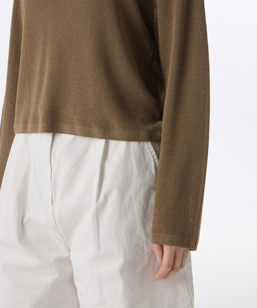 MUSINSA STANDARD WOMAN Women'S Linen Blend Boat Neck Sheer Knit [Light Brown]