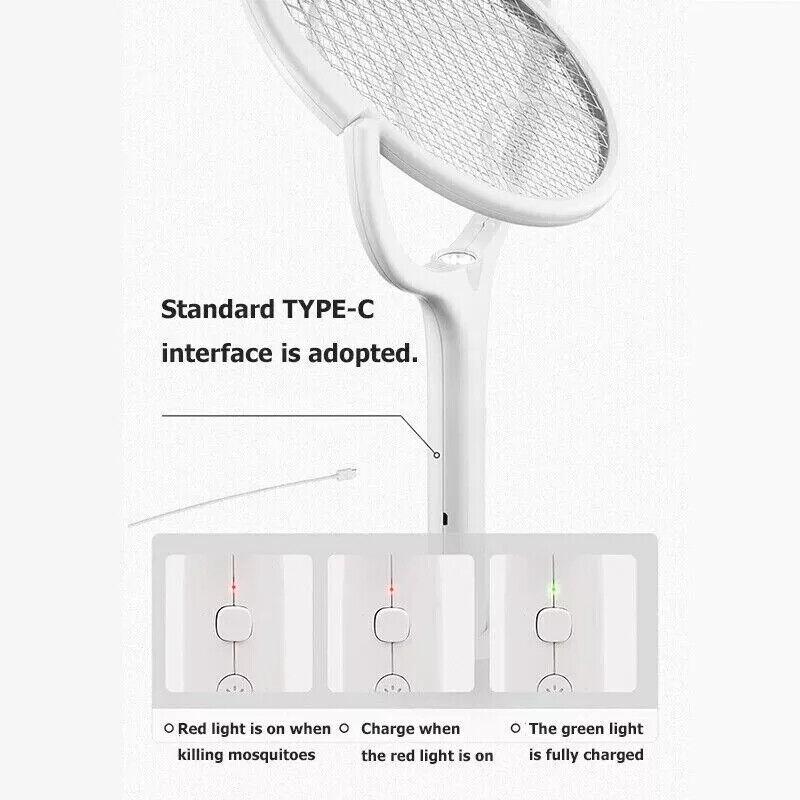 Elektrická muškařská zapperová raketa proti hmyzu plácačka na komáry Past na vosy netopýra