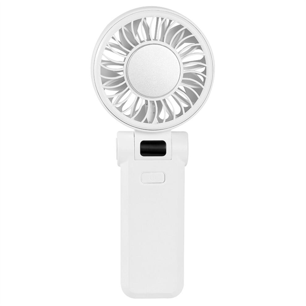 (White) Z35 Folding Cooling Fan USB Rechargeable Handheld Fan with Digital Display/5 Speed Settings