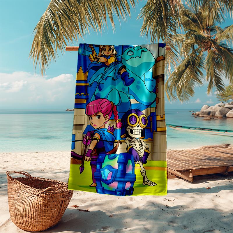Ultra-Soft Beach Towel with Clash Royale Theme,Ideal for Pool - Camping, Diving - Perfect Travel Essential, Vibrant Beach Towel.