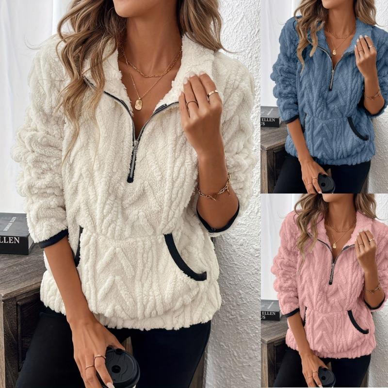 Women S Short Color Block Half Zip Fleece Sweatshirt