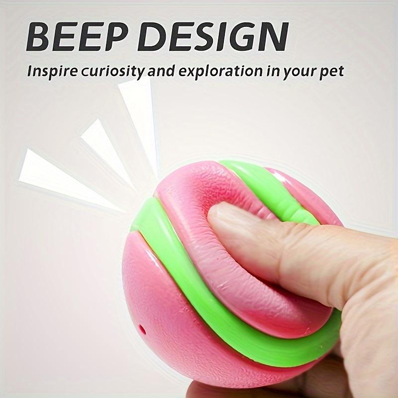 Interactive Squeaky Dog Toy Ball - 2.56inch Dual-Color, Bite-Resistant Elastic Chew for Training & Play