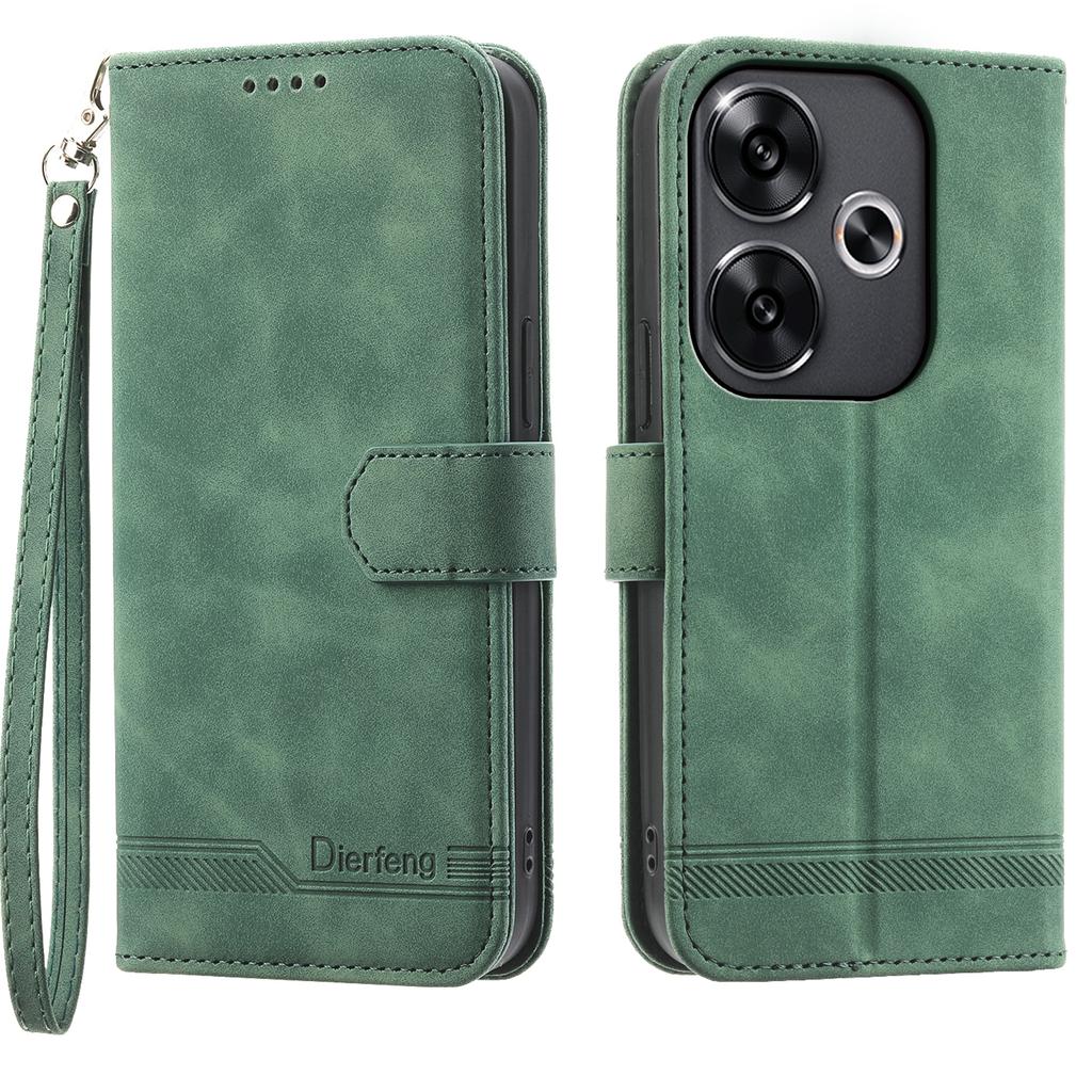 DIERFENG DF-03 For Xiaomi Redmi Turbo 3 5G/Poco F6 5G Leather Case Lines Imprint Wallet Phone Cover