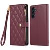 For Samsung Galaxy A16 4G/5G/A26 5G Case Multi Card Slots Zipper Rhombus Leather Phone Cover with Wrist Strap