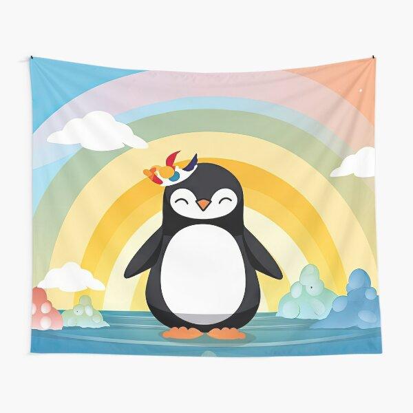 Cartoon Pinguin Wandteppich Lustiger Tier-Wandteppich Wandbehang Kinder Niedlicher Tier-Wandteppich Kunstdekor für Schlafzimmer Wohnzimmer