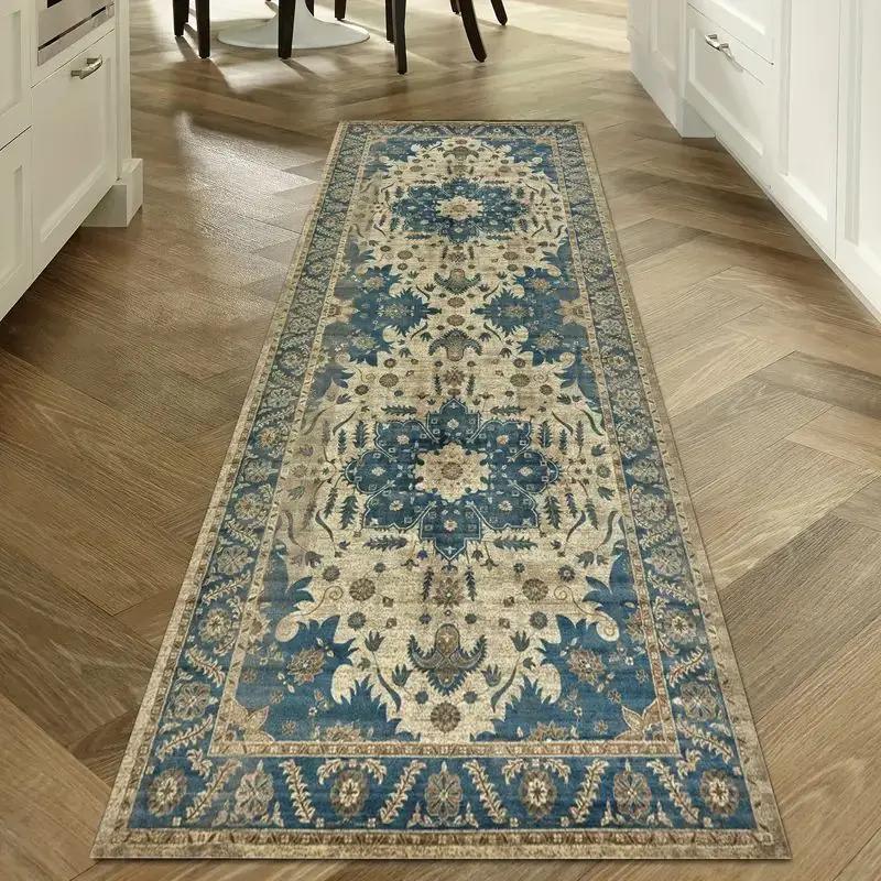 Vintage Persian Pattern Long Runner Rug for Hallway Kitchen Soft Durable Non Slip Home Decoration Carpet with Ethnic Design