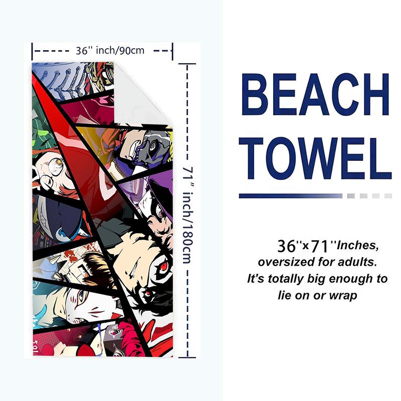 Persona 5 Print Beach Towel, Large Soft Quick Dry Towel for Beach Camping Swimming