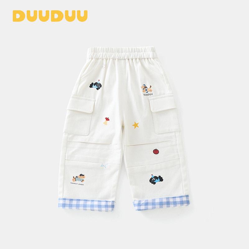 DUUDUU 2025 Детские брюки-карго в корейском стиле - Однослойные, Повседневные, Девочки, Осенняя одежда, Класс А 100 cm белый