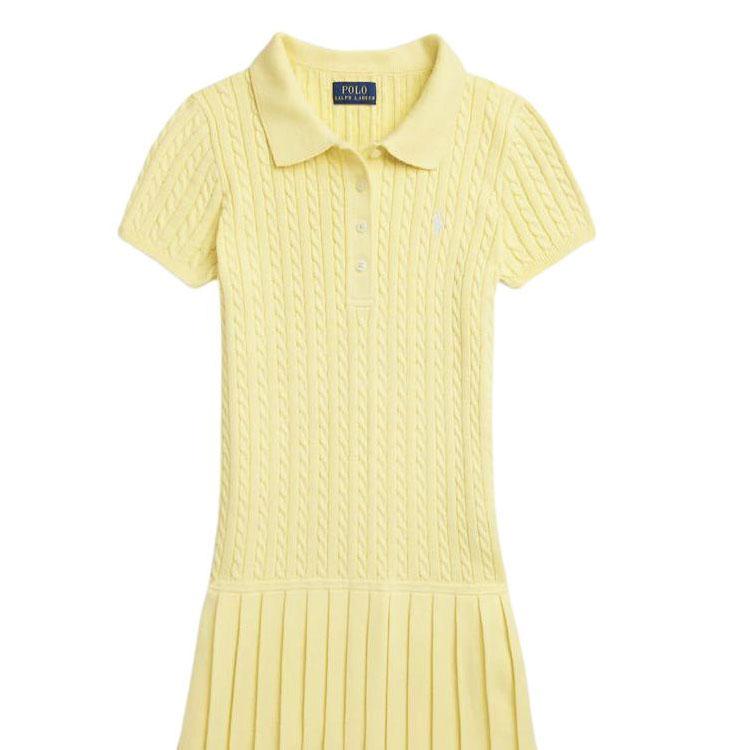 Polo Ralph Lauren Dress Ss24 Solid Color Logo Embroidery Short Sleeve Kids Dresses Yellow 313935037-002
