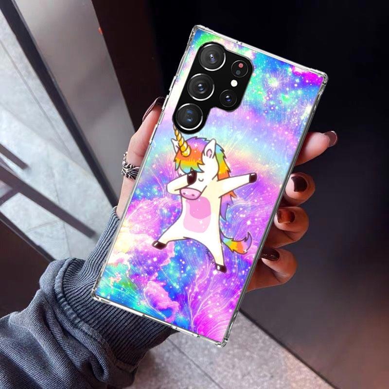 Pink Unicorn Rainbow Phone Case For Samsung Galaxy S23 S24 S25 Edge S26 Ultra S22 + S21 Plus S20 FE Cover Silicone Print Shell G