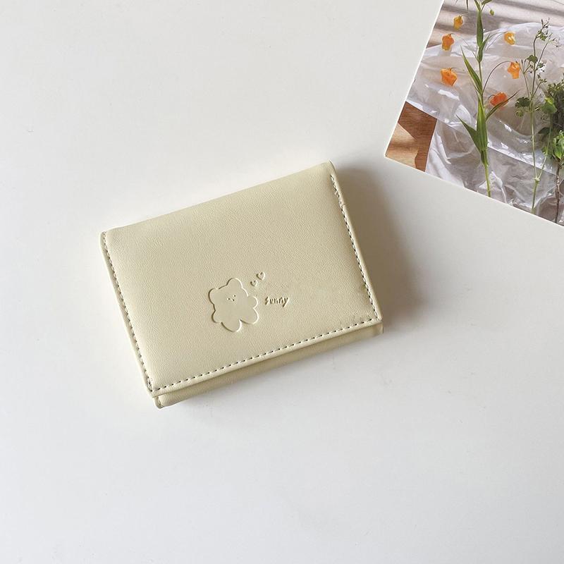 Women Cute Bear Wallets Triple Multi Functional Short Wallets Fold Card Holder Coin Purse Ladies Card Bag Clip Cartoon Bags