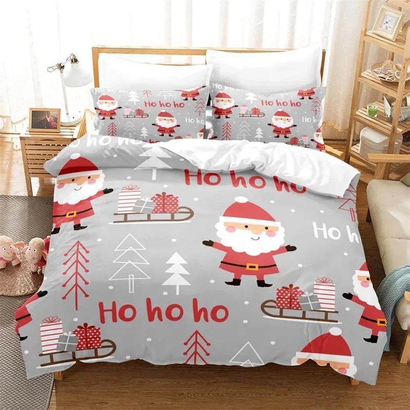 3PCS Single-sided Merry Christmas Printed Comforter Bedding Sets Comfortable Bedspreads Comforter Duvet Bedding Birthday Gift