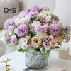 Artificial Flowers Fake Peonies Bouquet Mixed Faux Silk Flowers Artificial Blooms Bunch for Table Centerpiece Wedding Party Decor