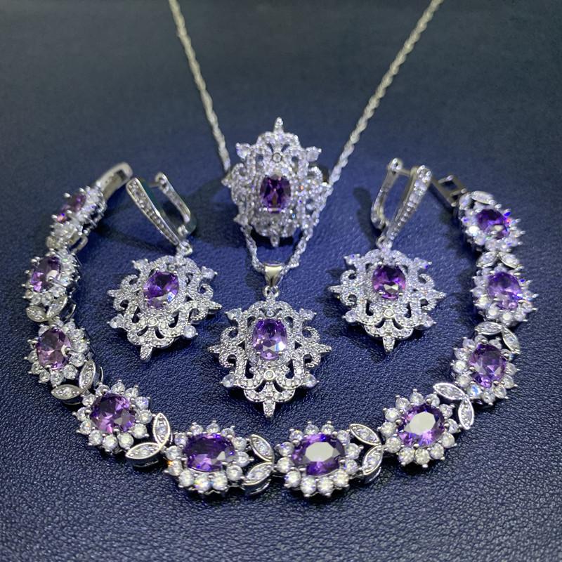 European and N Wind Source Blue Jewelry Inlay Gem Pendant Earrings Necklace and Rings Lady Suit