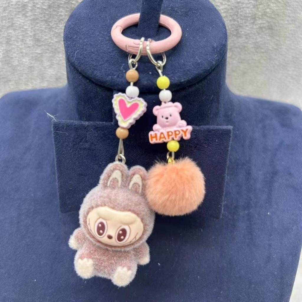 Neuer Labubu Plüsch Mini Schlüsselanhänger Anime Cartoon Schlüsselanhänger Anhänger Kawaii Handy Rucksack Dekoration Autoschlüssel Zubehör Geschenke