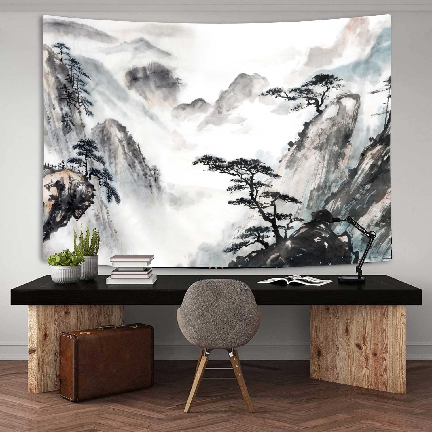 Tapestry Japanese Asian Landscape Painting Hjokiupt 75x100