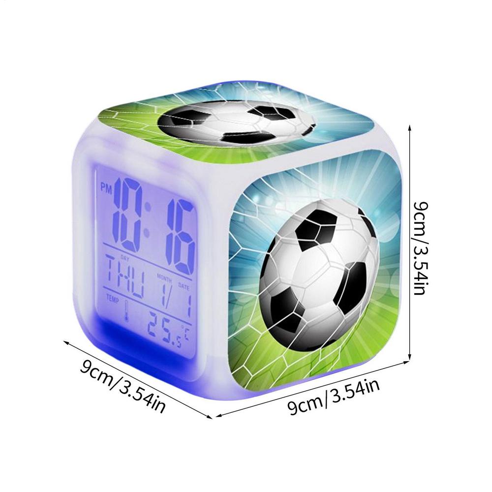 Creative Football Alarm Clock Kid Alarm Clock Bedside Alarm Clock Night Light Color Change 7 Colors Led Alarm Clock Home Decor
