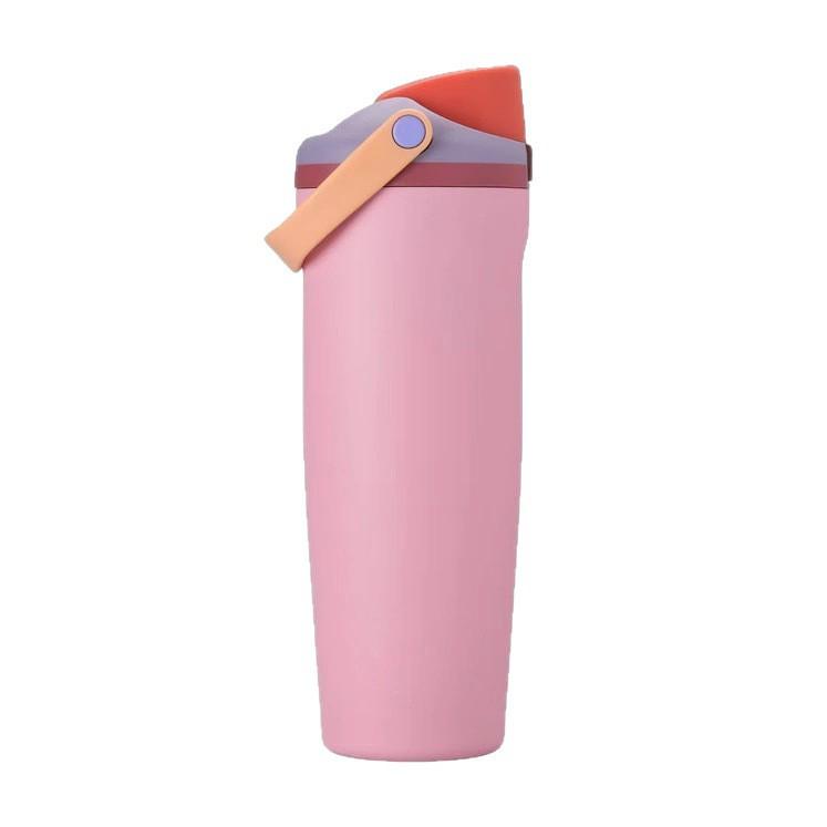 Large Capacity Insulated Stainless Steel Flip-Top Double Drink Handheld Fruit Cup