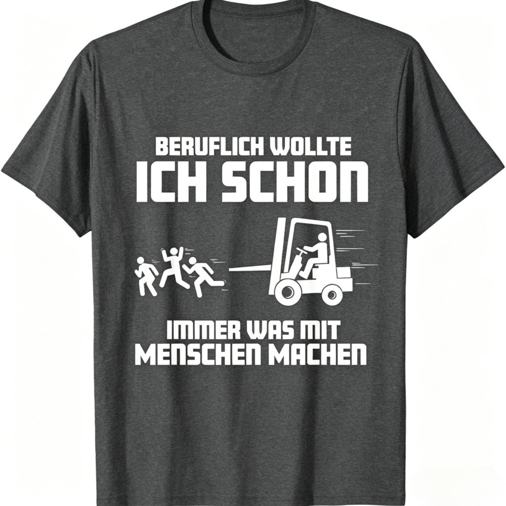 Summer Unisexs Forklift Operator Round Neck TShirt With Gerunisex Text Forklift Print Black Casual Street Cotton Short Sleeved Shirt