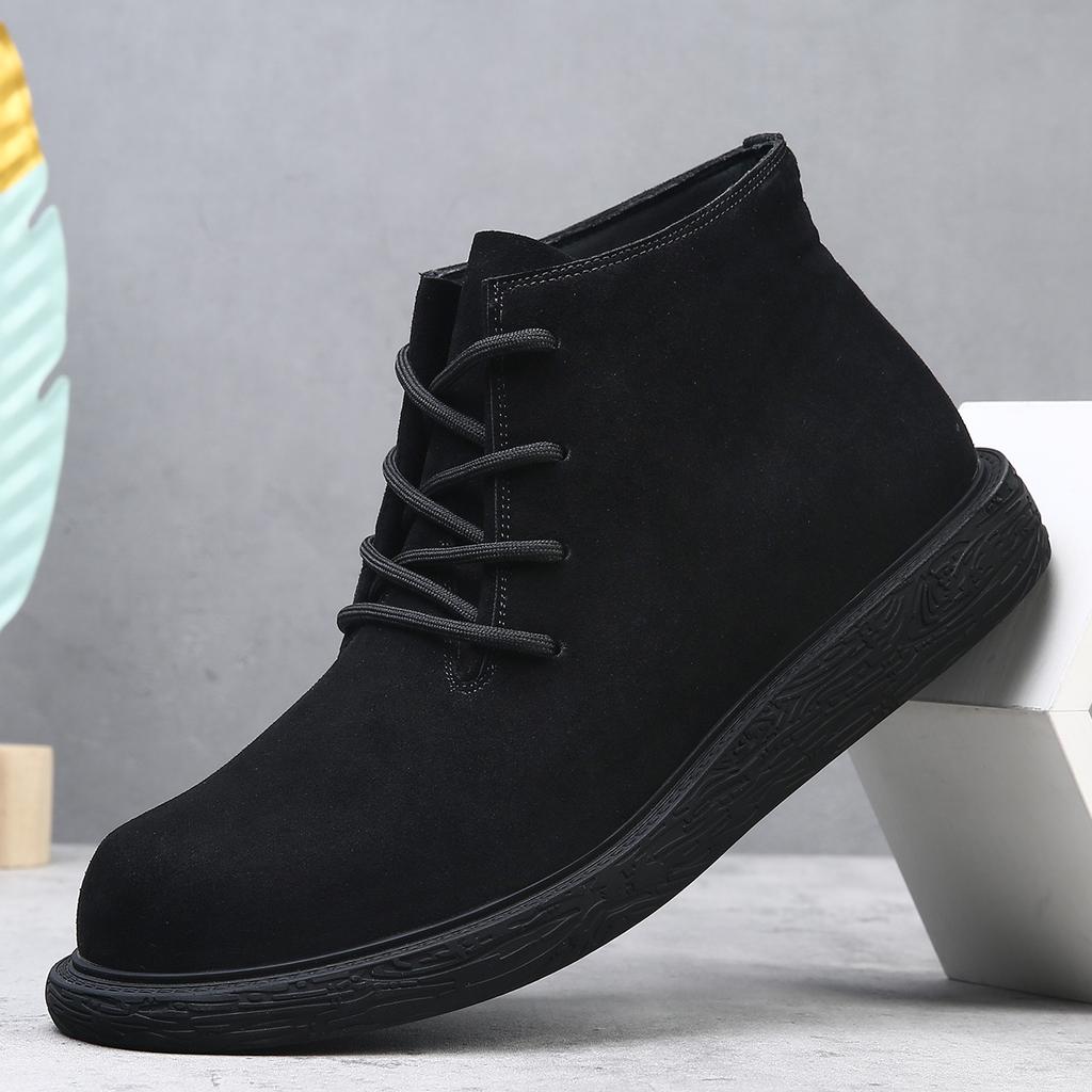 Martin Boots Men's Fur Ruffian Handsome Retro Versatile British Wind Help Tooling Boots Genuine Leather Warm Velvet Leather Boots