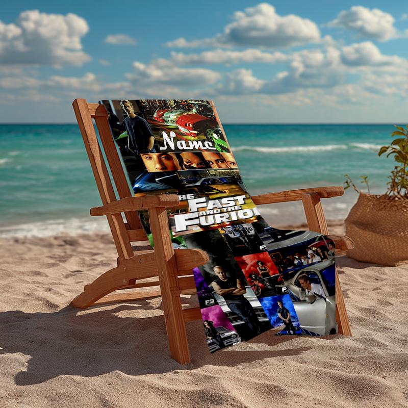 Custom Name Ultra-Soft Beach Towel with Fast & Furious Theme,Ideal for Pool - Camping, Diving - Perfect Travel Essential, Vibrant Beach Towel.