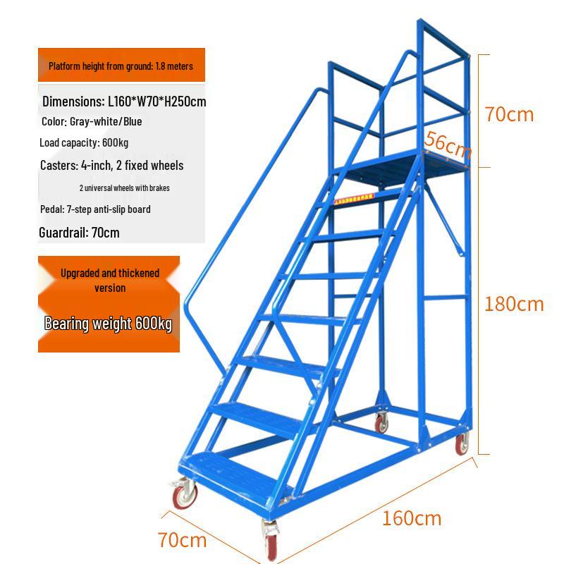 Anti-Slip Movable Climbing Ladder for Warehouse and Supermarket Storage