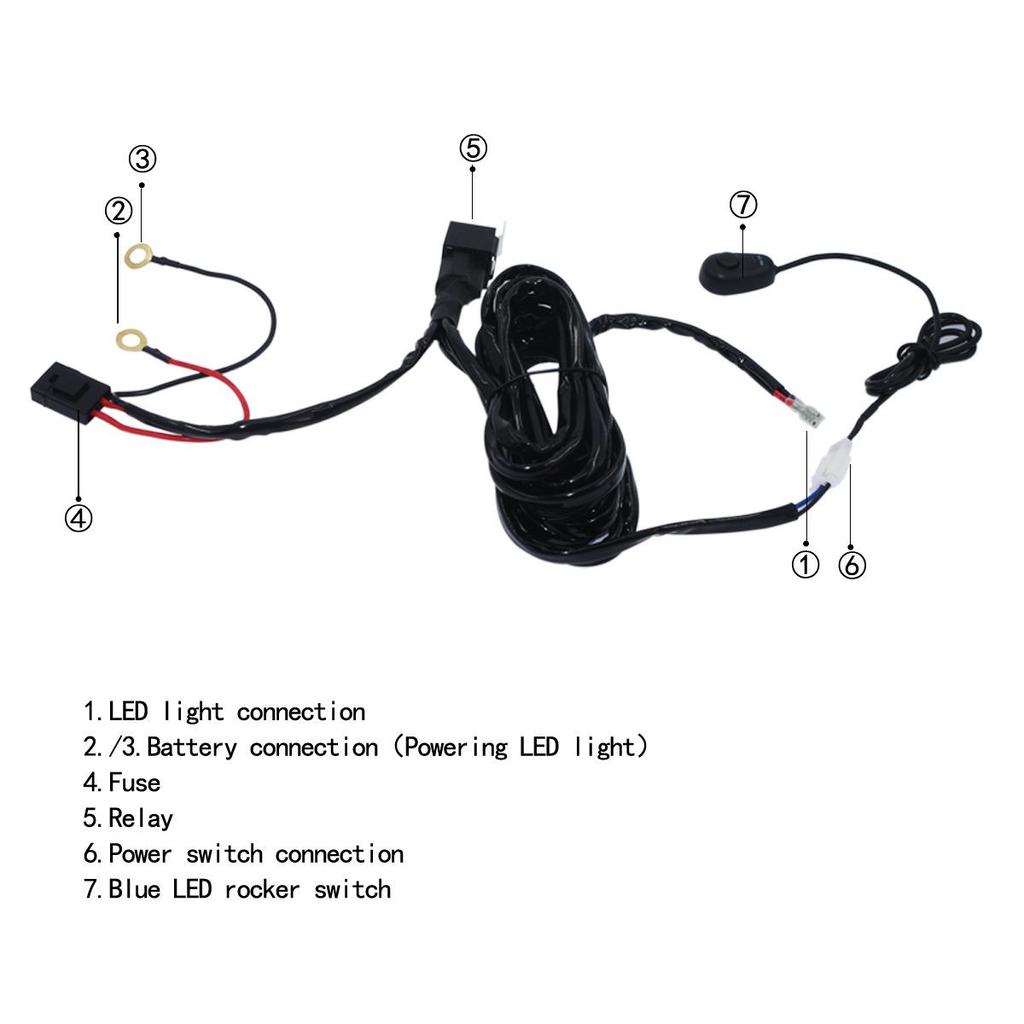 High-Power LED Spotlight Wiring Kit with Switch for Cross-Border Car Applications