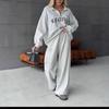 Europe, America, Cross-border, Women's Clothing 2025 New Fashion Casual Suit Printed Long-sleeved Sweater Zipper Trousers Two-piece Set