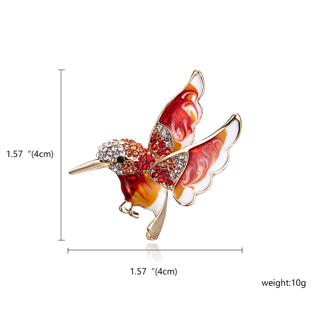 Rinhoo Full Rhinestone Flying Birds Brooch for Women Vivid Bird Dangling Round Beads Animal Lapel Pins Hummingbird Badge Corsage
