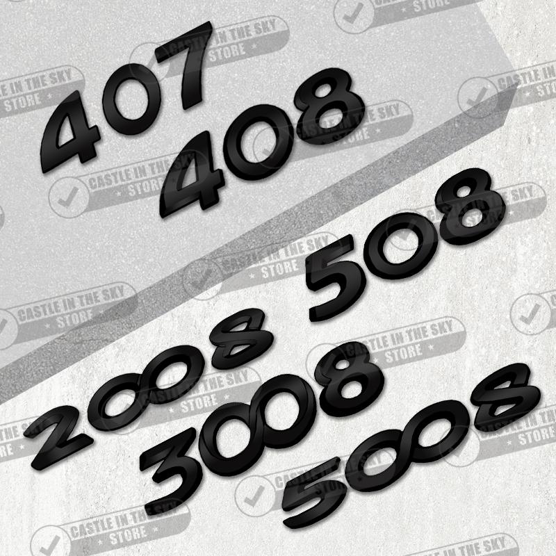 3D For Peugeot 107 207 206 208 301 307 408 407 308 2008 5008 3008 508 Glossy Black Car Sticker Emblem Metal Rear Badge Decal MM35