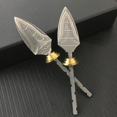 DIY Semi-finished Damascus Steel Net Pattern Pu'er Tea  Knife Needle Accessories for Pu'er & Dark Tea Ceremony DIY Knife Bank