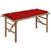 Foldable Garden Bench with Cushion, 118 Cm, vidaXL Bamboo.