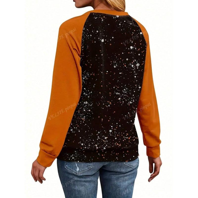 Dames Casual Ronde Hals Bedrukt Lange Mouw Halloween Sweatshirt