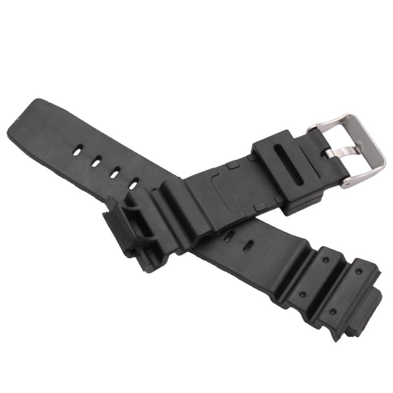 16mm X 25mm Watchband Strap Men Black Sports Diving Rubber Watch Band Stainless Steel Buckle Accessories for 9052 Series