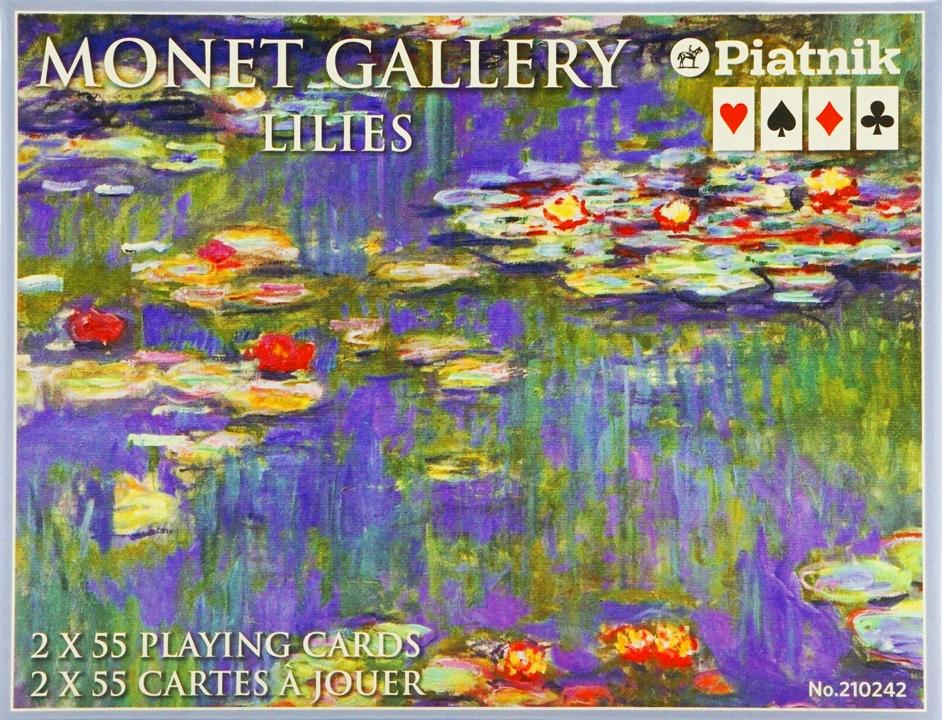 Karty Do Gry Piatnik Monet Lilie  W Drewnianym Pudełku