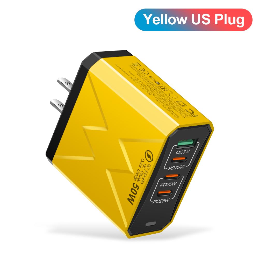 Total 100W 4Ports Charger USB Quick Charging 3.0 Mobile Phone Wall Adapter For iPhone Samsung Xiaomi  Fast Charge