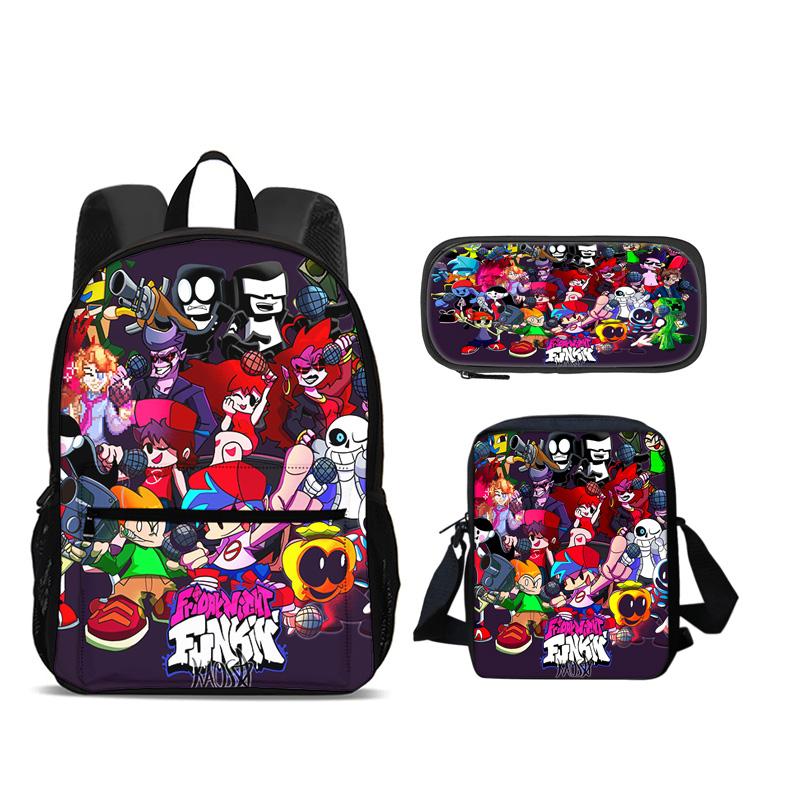 Friday Night Funkin Backpack Pen Bag Shoulder Bag 3pcs Set Versatile Large Capacity Boy and Girl School Birthday Best Gift