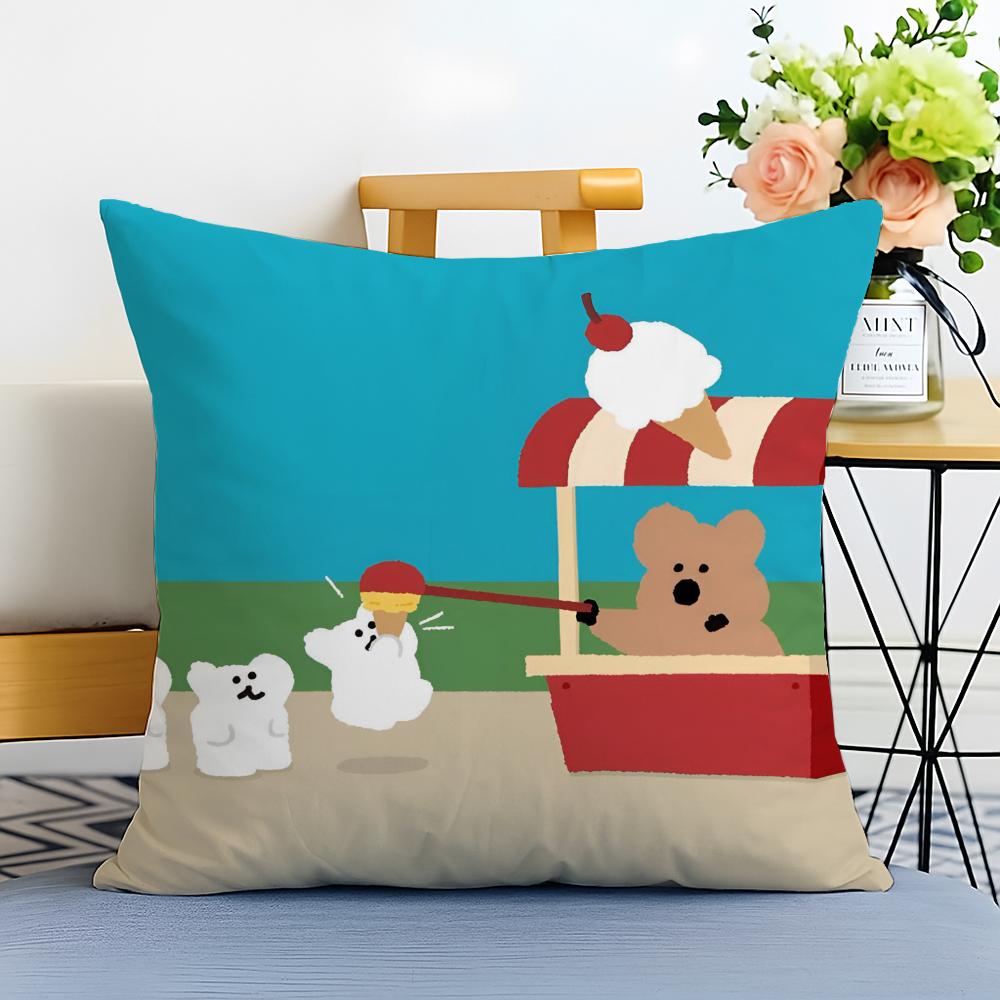 Korean Stationery DDinotaeng Cushion Cover Washable Linen Comfort Soft  for Sofa Bed Cozy Home Room Decor