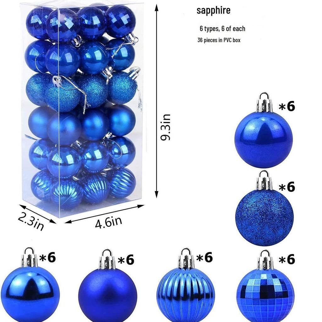 Shiny 4cm Christmas Ball Pendant Decorations (36-Pack)