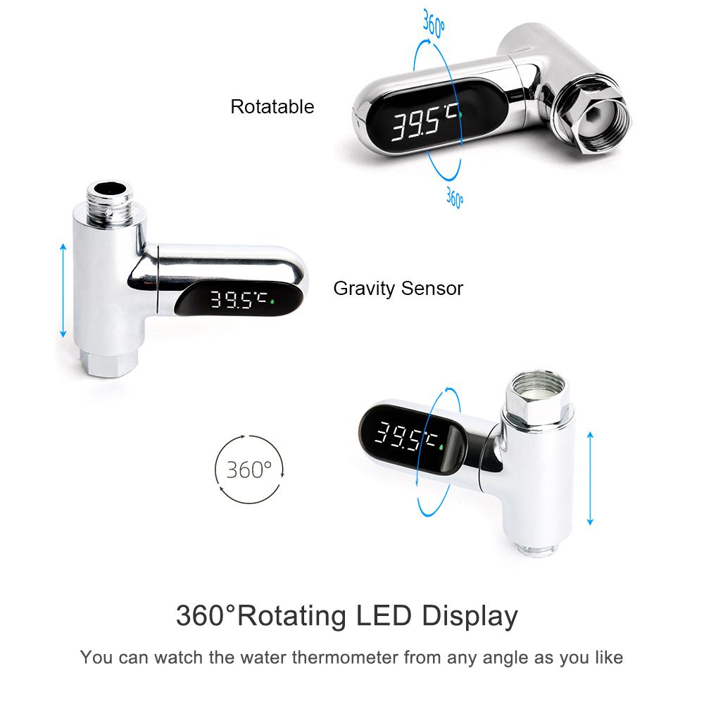 Duschthermometer Duschthermometer Rd Badezimmerthermometer, Wassertemperaturthermometer 5~85 360° drehbares LED-Display für Baby-Duschthermometer