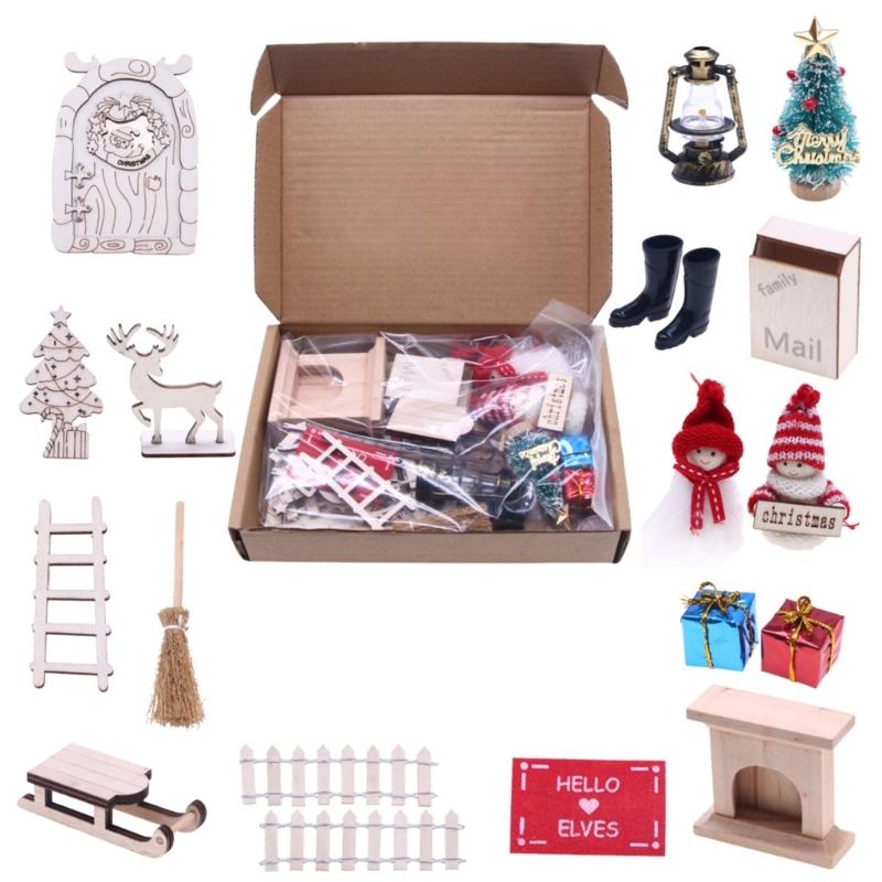 

1 Set Gnomes Door Christmas Decorations Mini Christmas Tree Ornament Holiday Dollhouse Decor Dollhouse Party Supplies 1