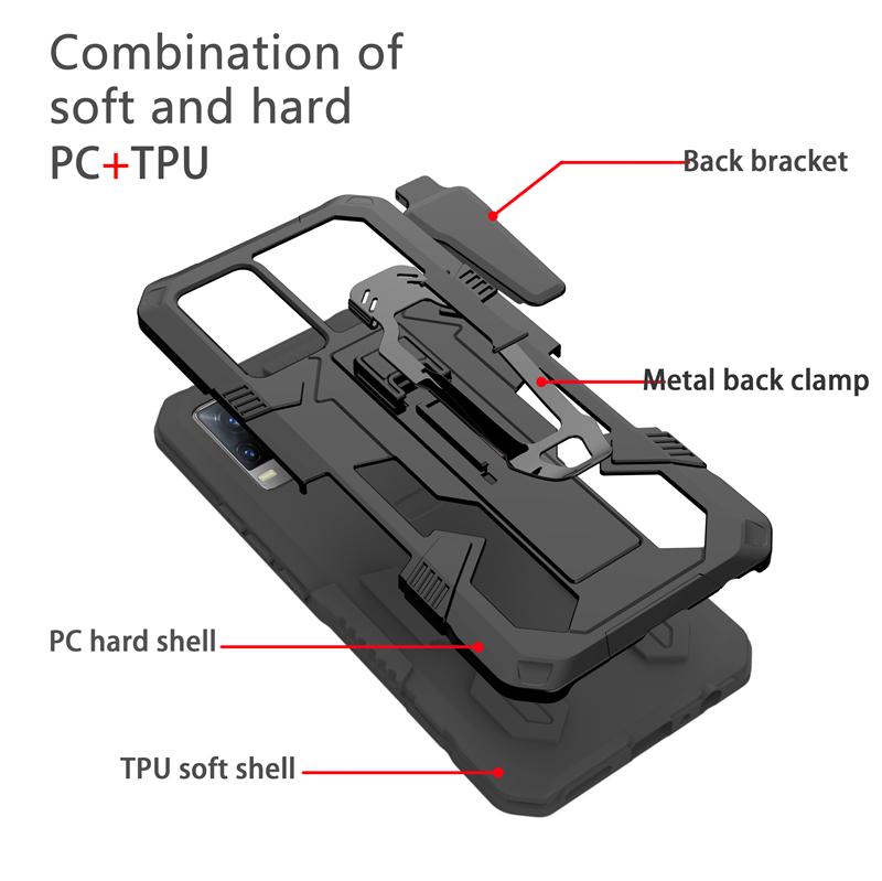 Armor Shockproof Case For VIVO V21E V21 V20 SE Y73 Y72 Y53s Y51 Y31 Y20 Y20s Y20i Y30 Y50 Magnetic Metal Belt Clip Stand Cover
