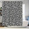 Black White Paisley Shower Curtain Waterproof Bathroom Decor Printed Bath Mat 180X240Cm