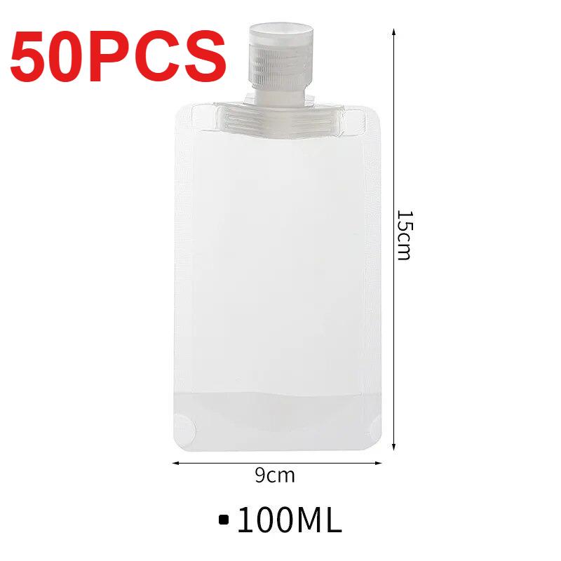 30/50/100ML Thickened Travel Size Refillable Pouch Portable Cosmetic Squeeze Bag for Lotion Shampoo Shower Gel Facial Cleanser