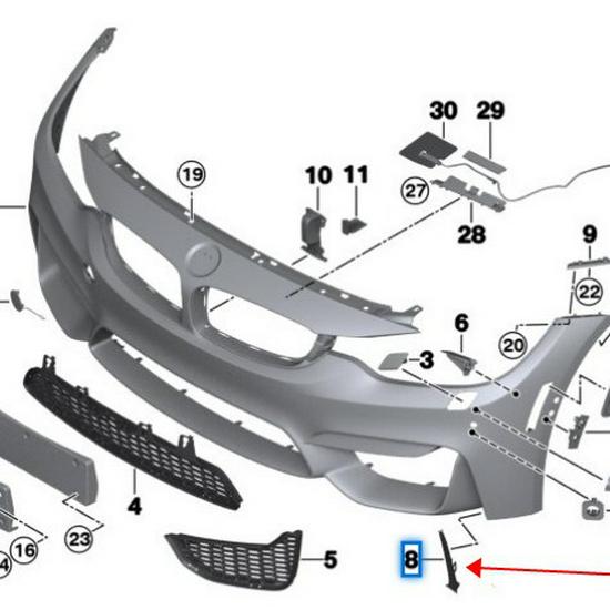 Front Bumper Grille Trim for BMW M3/M4 F80/F82/F83 (51118056599/51118056600)