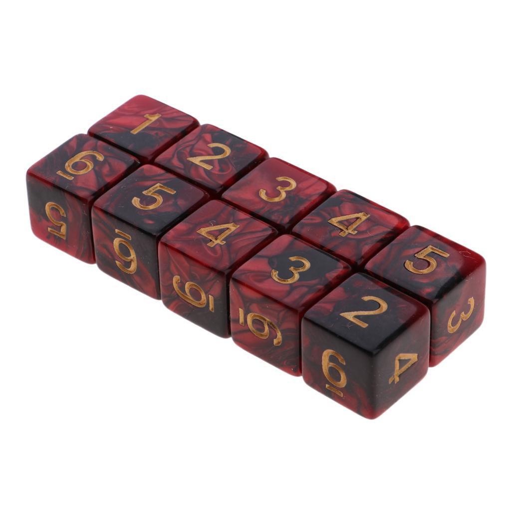 10 New Pcs D6 Dice Set 16Mm Red Black Double Color Acrylic For Dnd Rpg Tabletop Board Games For Kids Adults Children's Birthday Gift Holiday Present