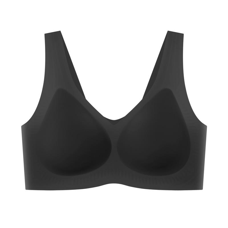 

Бесшовное нижнее белье из ледяного шелка, женский бюстгальтер на косточках, удобный, с фиксированной цельнолитой чашкой, легкий, дышащий, в виде майки 2XL size = 40/90 ABC cup (140-160) чёрный
