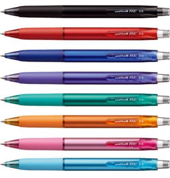 Mitsubishi Pencil Erasable Ballpoint RE 8 URN180058C Pen, Uni-ball 0.5, Colors,